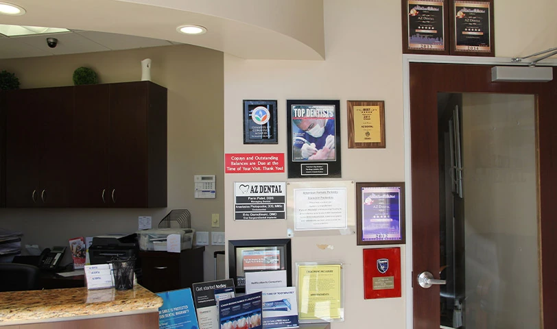 Front desk inside AZ Dental Monterey in San Jose, CA